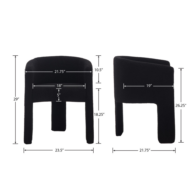 Ivy Bronx Modern Barrel Dining Chair With Solid Wood Legs, Upholstered